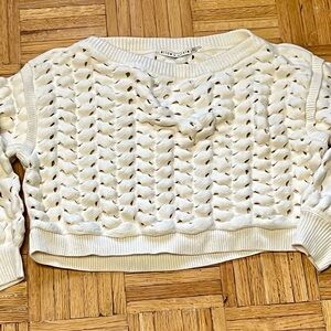 ALICE + OLIVIA Allene white cable knit sweater